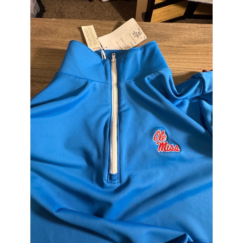 Smith & Quinn Grayson Ole Miss NWT Zip Pullover Powder Blue Ruffle Womens 
M - Picture 12 of 14